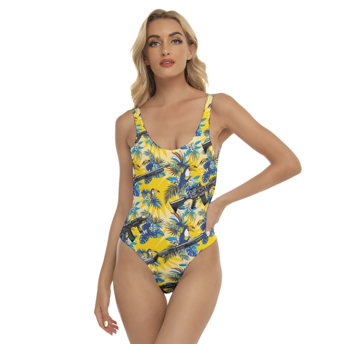 Floral Toucan Gun Hawaiian Swimsuit For Women