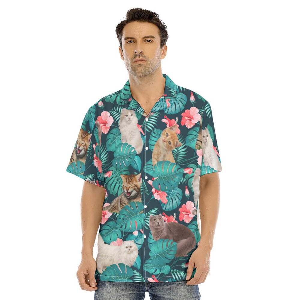 Funny Cat Men's Tropical Shirt (1)