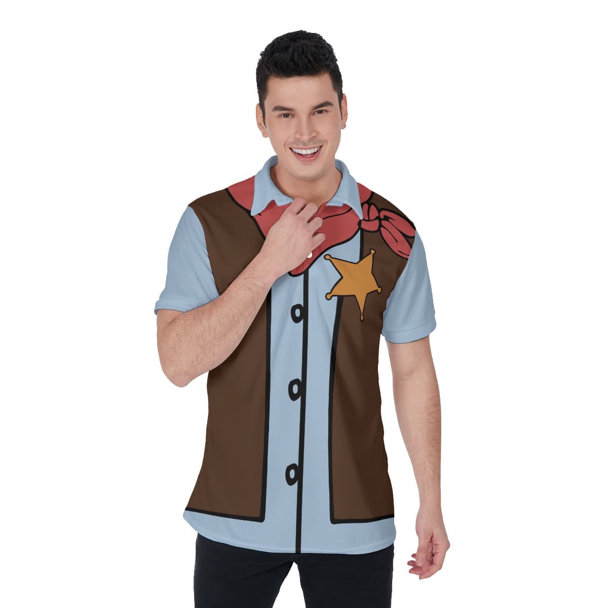 Funny Cowboy Costume Collared Shirt For Men