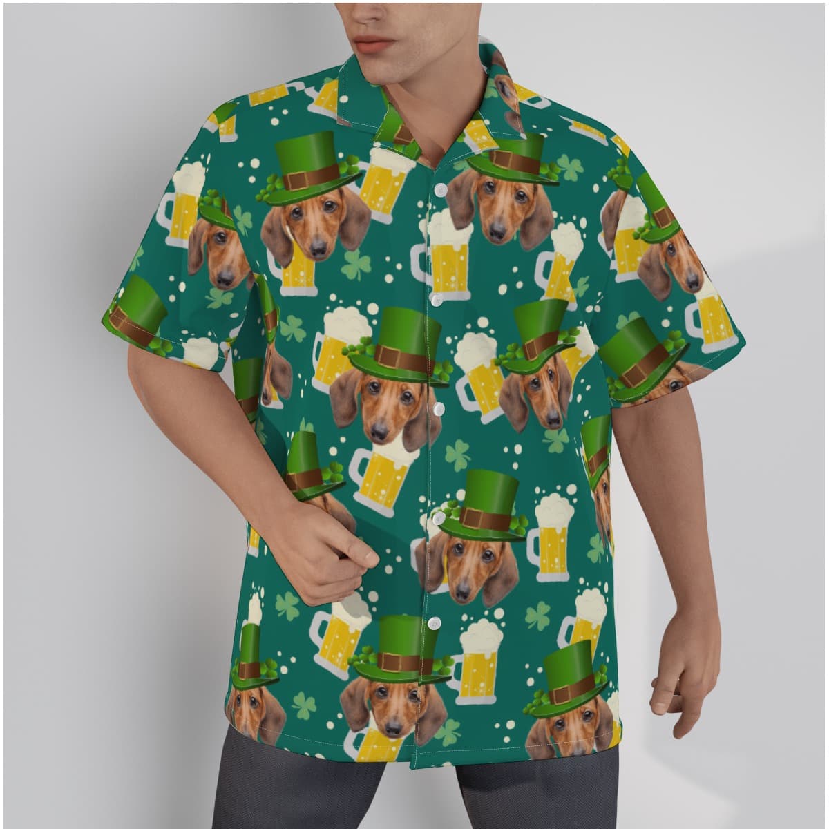 Funny Custom Dog Face St Patrick Hawaiian Shirt