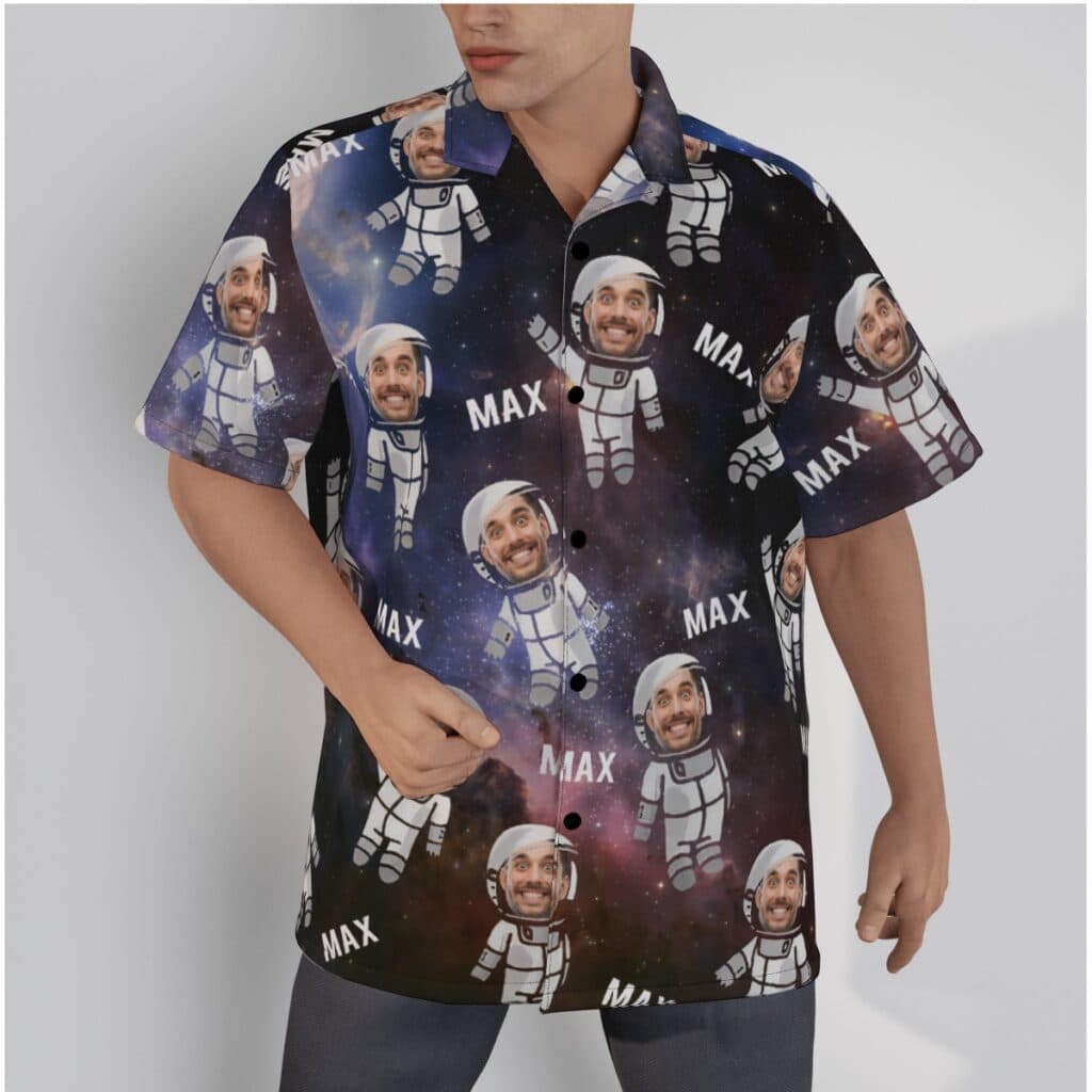 Funny Custom Face Astronaut Hawaiian Summer Shirt For Men