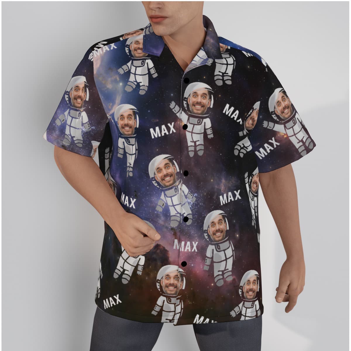 Funny Custom Face Astronaut Hawaiian Summer Shirt For Men