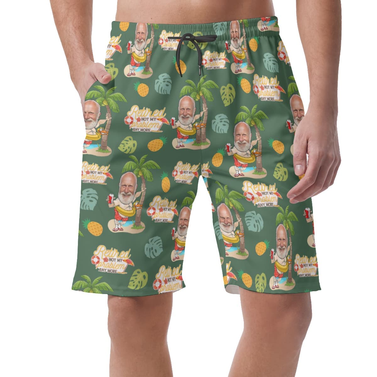 Funny Custom Face Hawaiian Beach Shorts Retired Not My Problem Any More