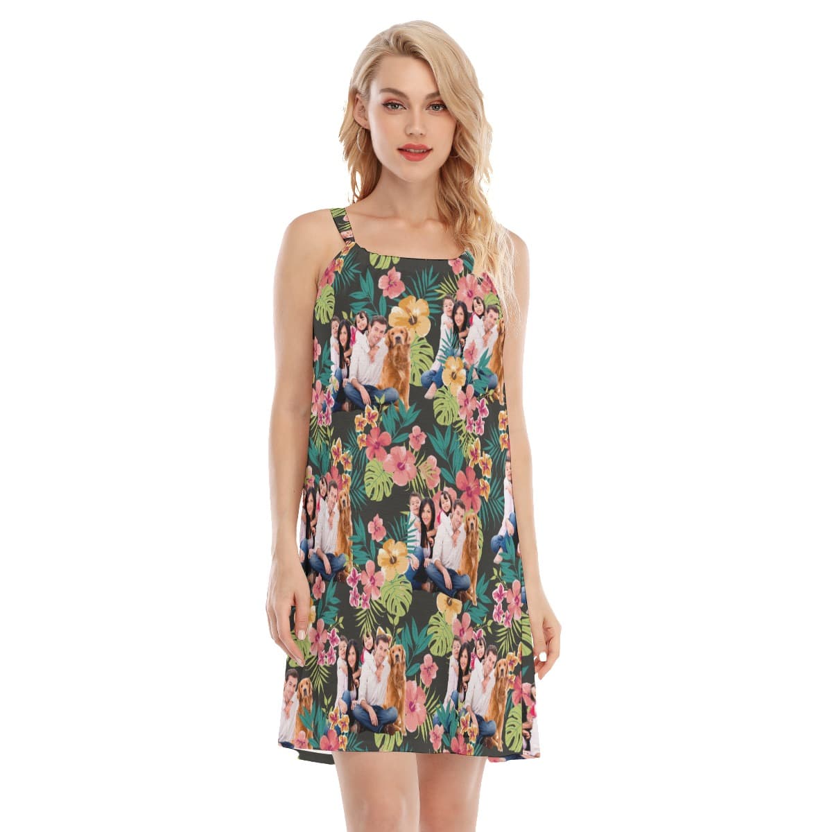 Funny Custom Family Images Floral Aloha Cami Dress (1)