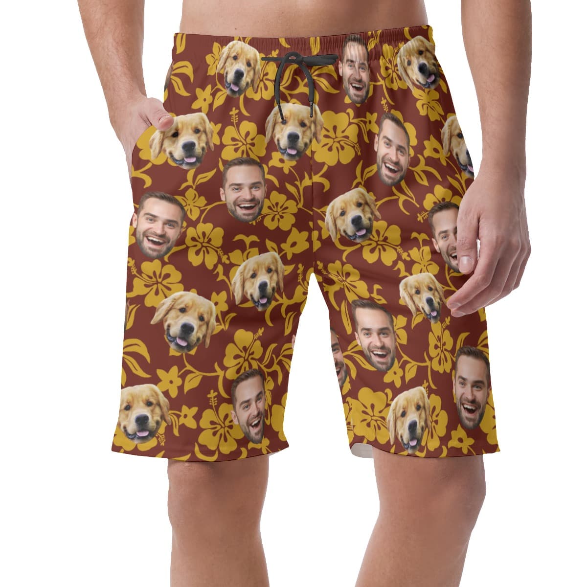 Funny Custom Pet Face Summer Beach Shorts For Men (1)