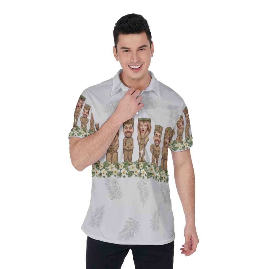 Funny Custom Tiki Face Aloha Polo Shirt For Men (1)