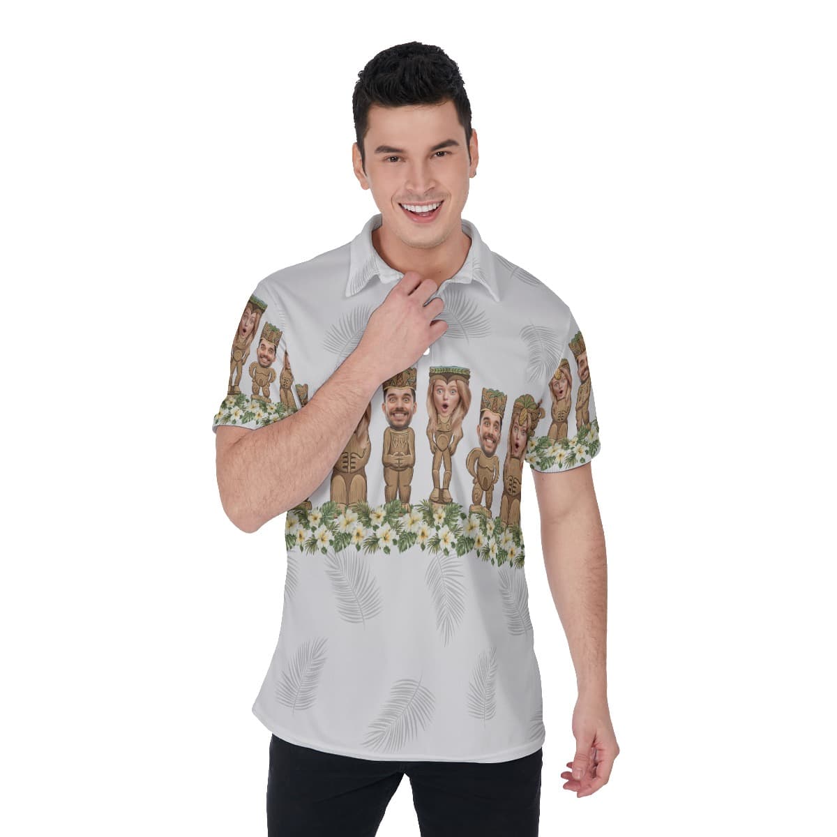 Funny Custom Tiki Face Aloha Polo Shirt For Men (1)