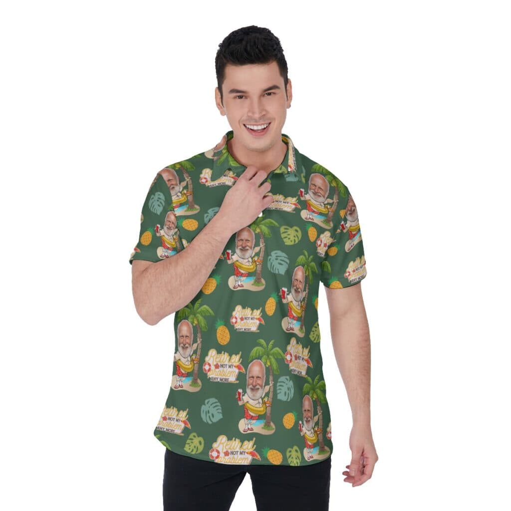 Funny Gifts Ideas Retirement Custom Face Hawaiian Polo Shirt