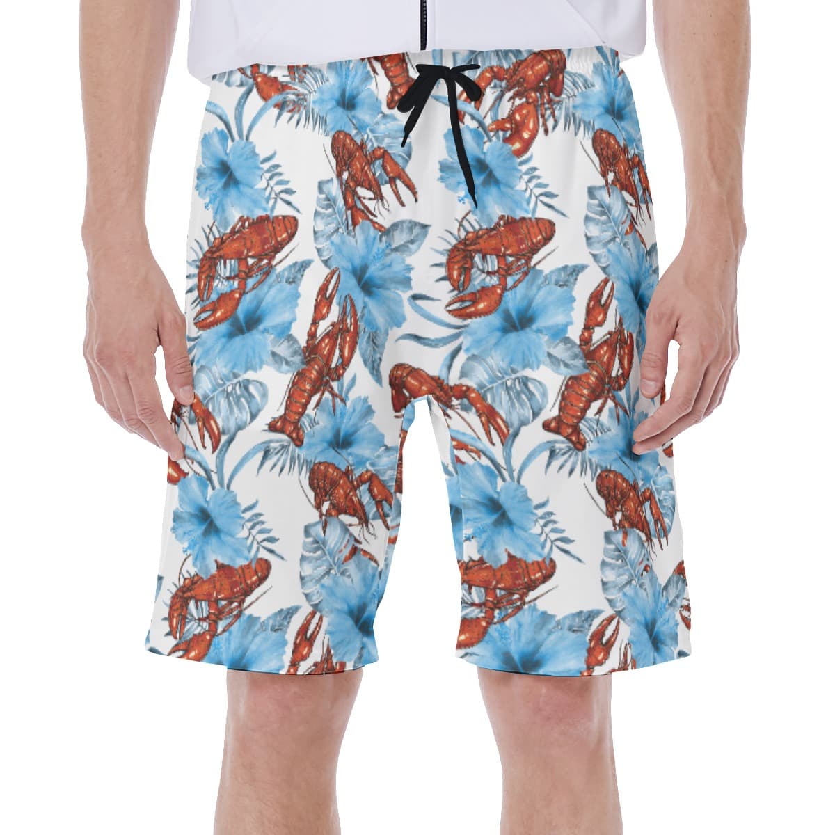 Funny Lobster Tropical Blue Hawaiian Swim Trunks For Men