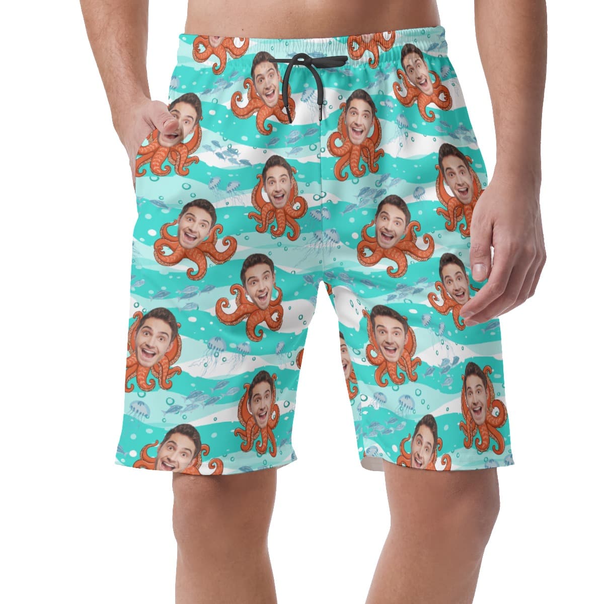 Funny Octopus Hawaiian Beach Shorts With Custom Face
