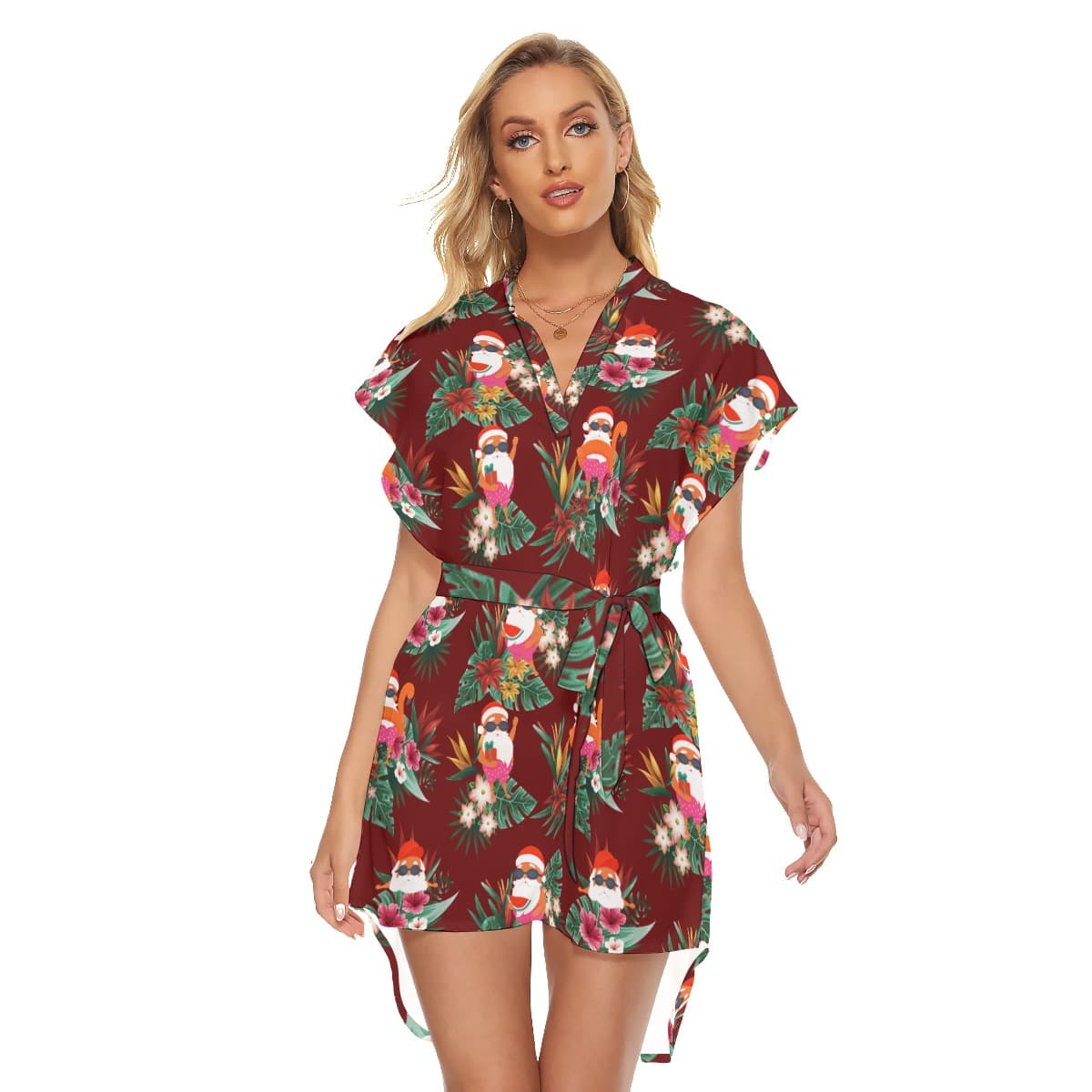 Funny Santa Swimming Tropical Christmas Dress For Women