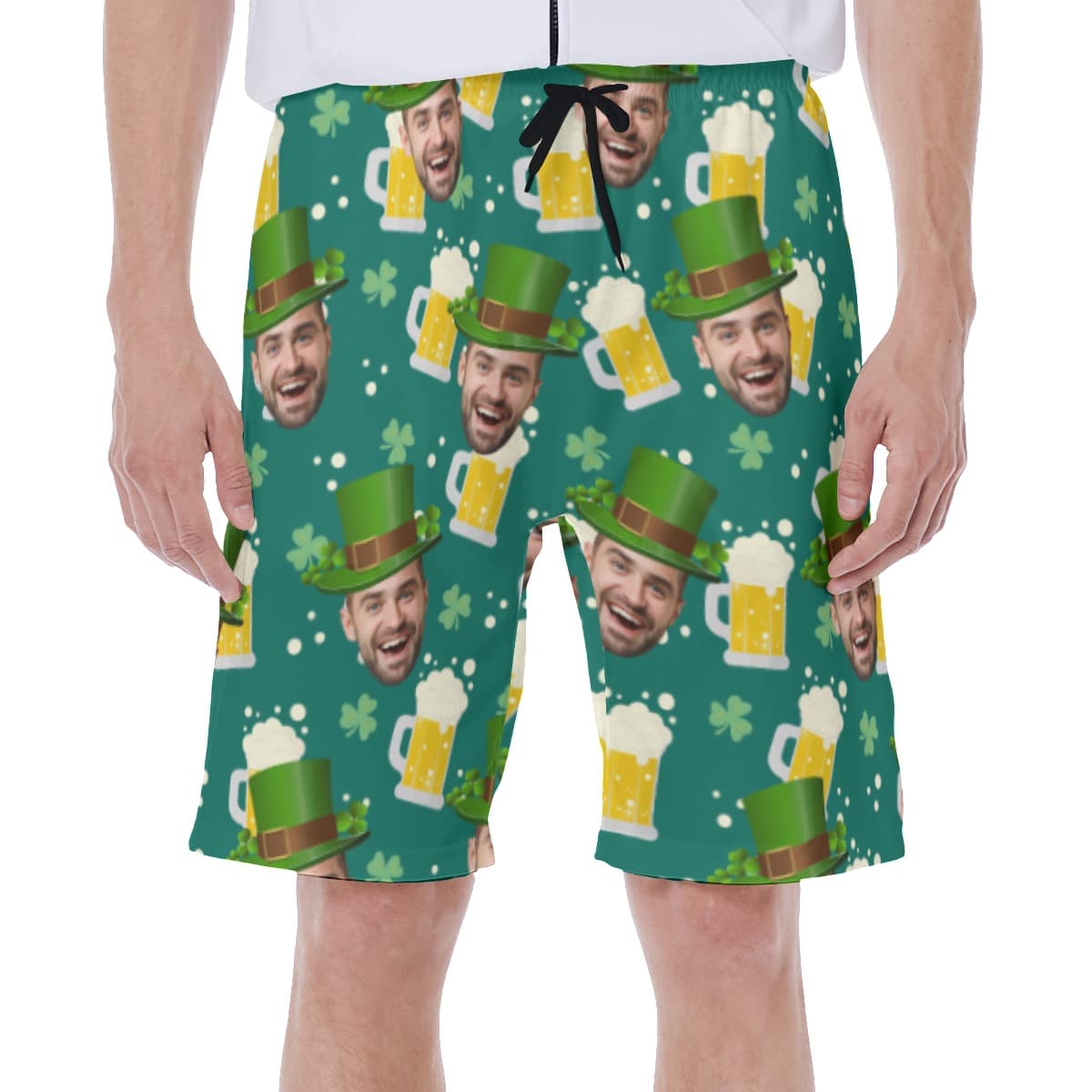 Funny St Patrick Custom Face Hawaiian Swim Trunks For Men