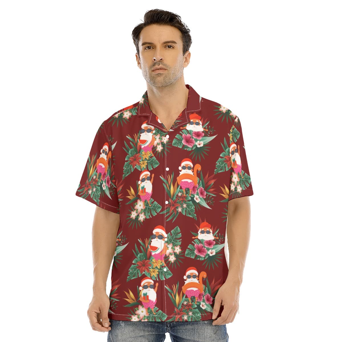 Funny Swimming Santa Hawaiian Christmas Shirt