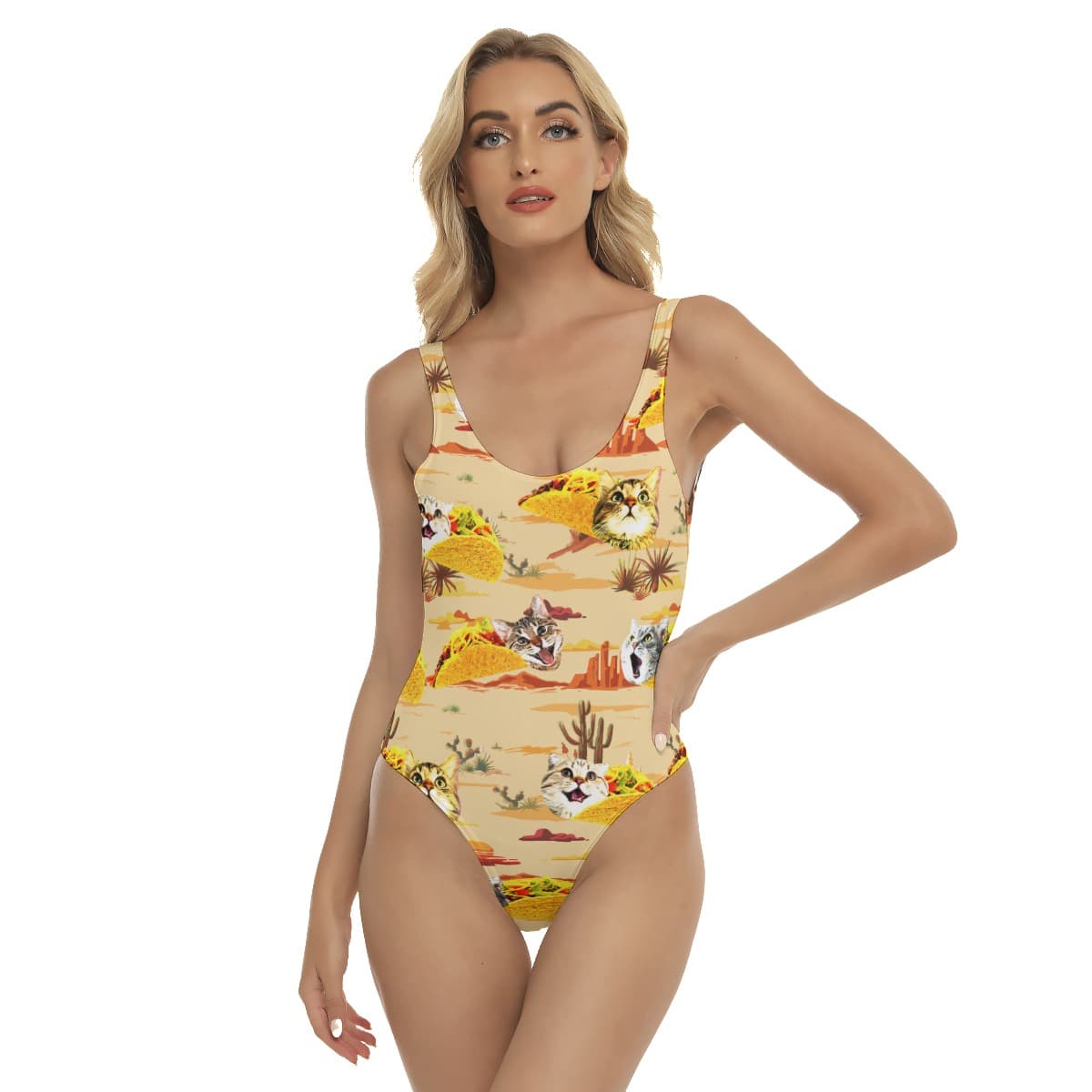 Funny Taco Cat Vintage Hawaiian Swimsuit For Women