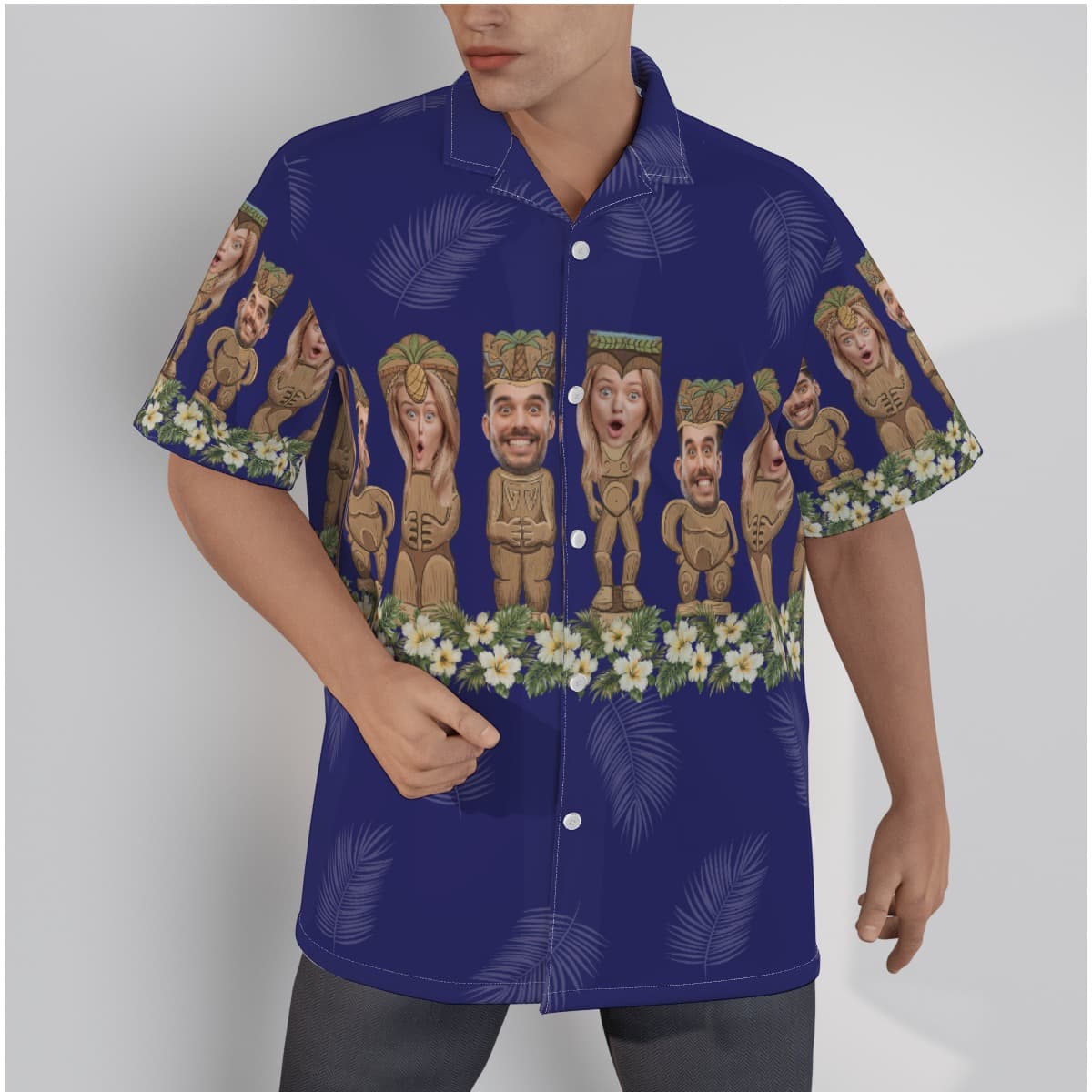 Funny Tiki Custom Face Vintage Hawaiian Shirt For Men (1)