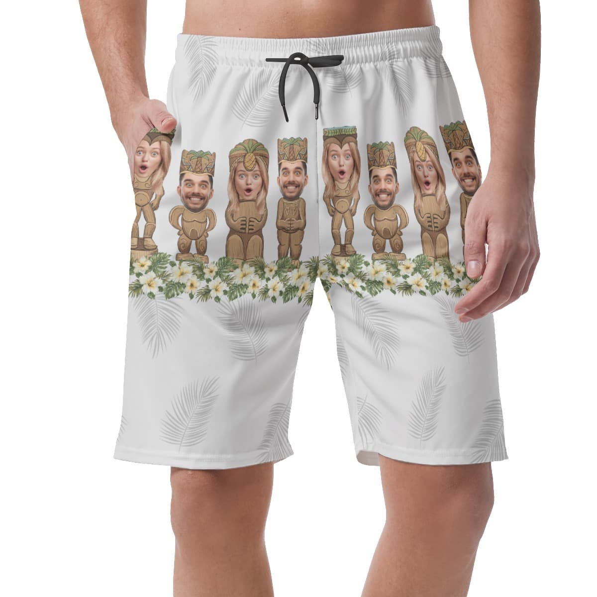 Funny Tiki Face Custom Hawaiian Shorts For Men (1)