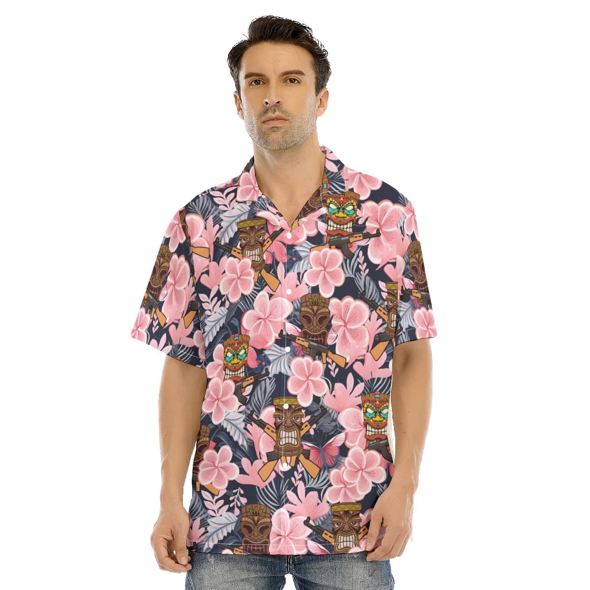 Funny Tiki Tactical Floral Hawaiian Shirt