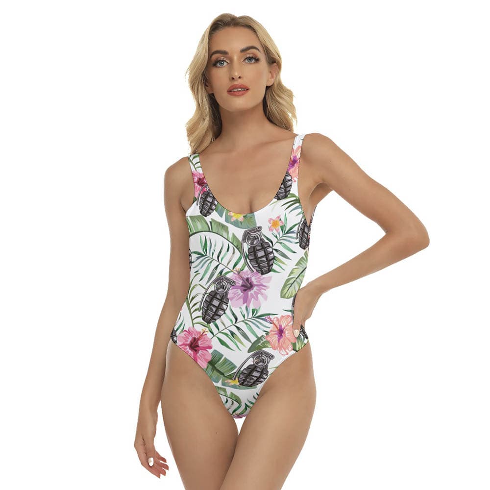 Hibiscus Tactical Grenade Hawaiian Swimsuit For Women