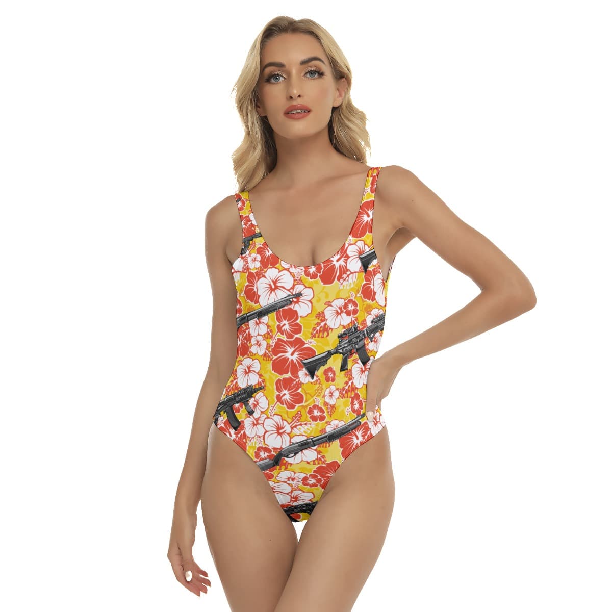 Hibiscus Tactical Vintage Hawaiian Swimsuit For Women (1)