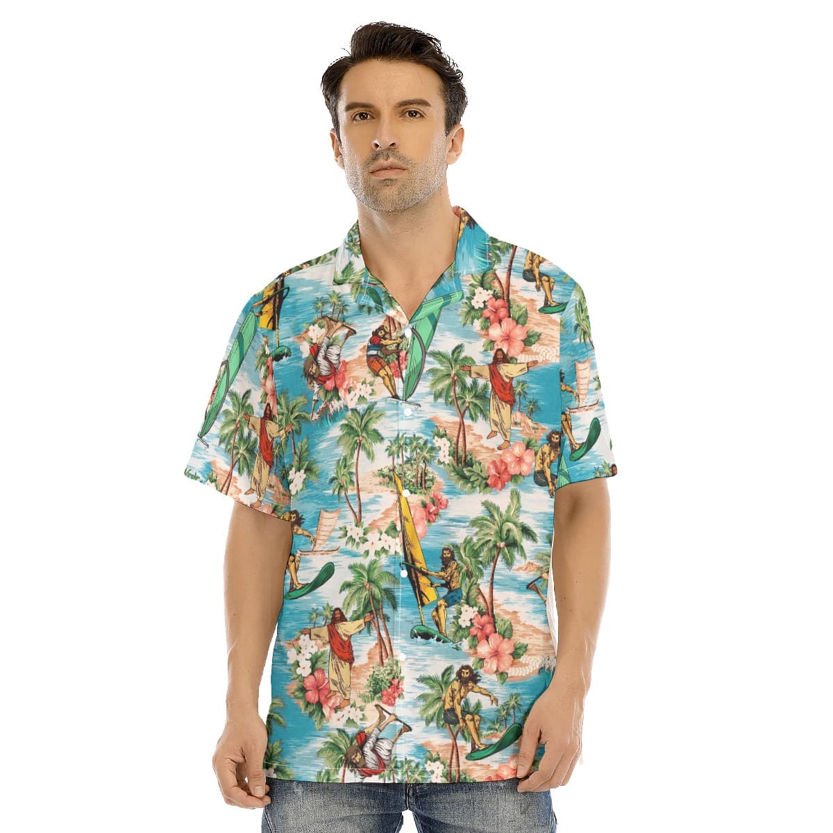 Jesus Surfing Hawaiian Christmas Shirt For Men (1)