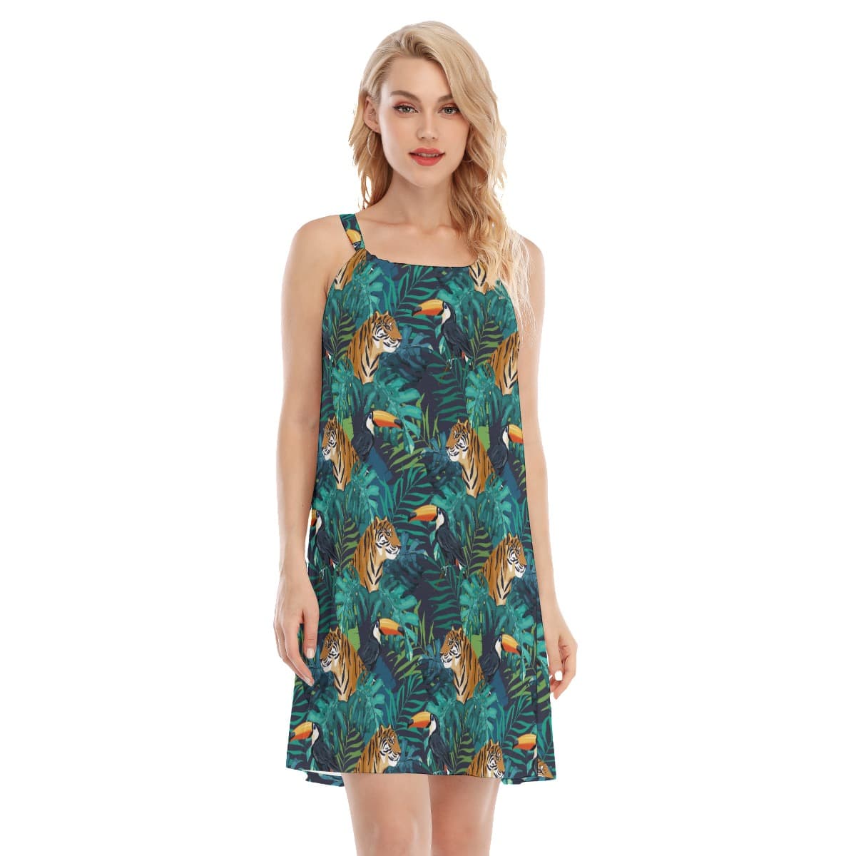 Jungle Tiger Tropical Toucan Aloha Cami Dress (1)