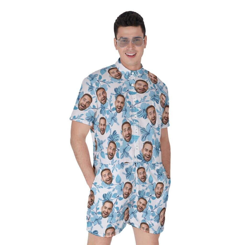 Men's Tropical Romper With Your Face (1)
