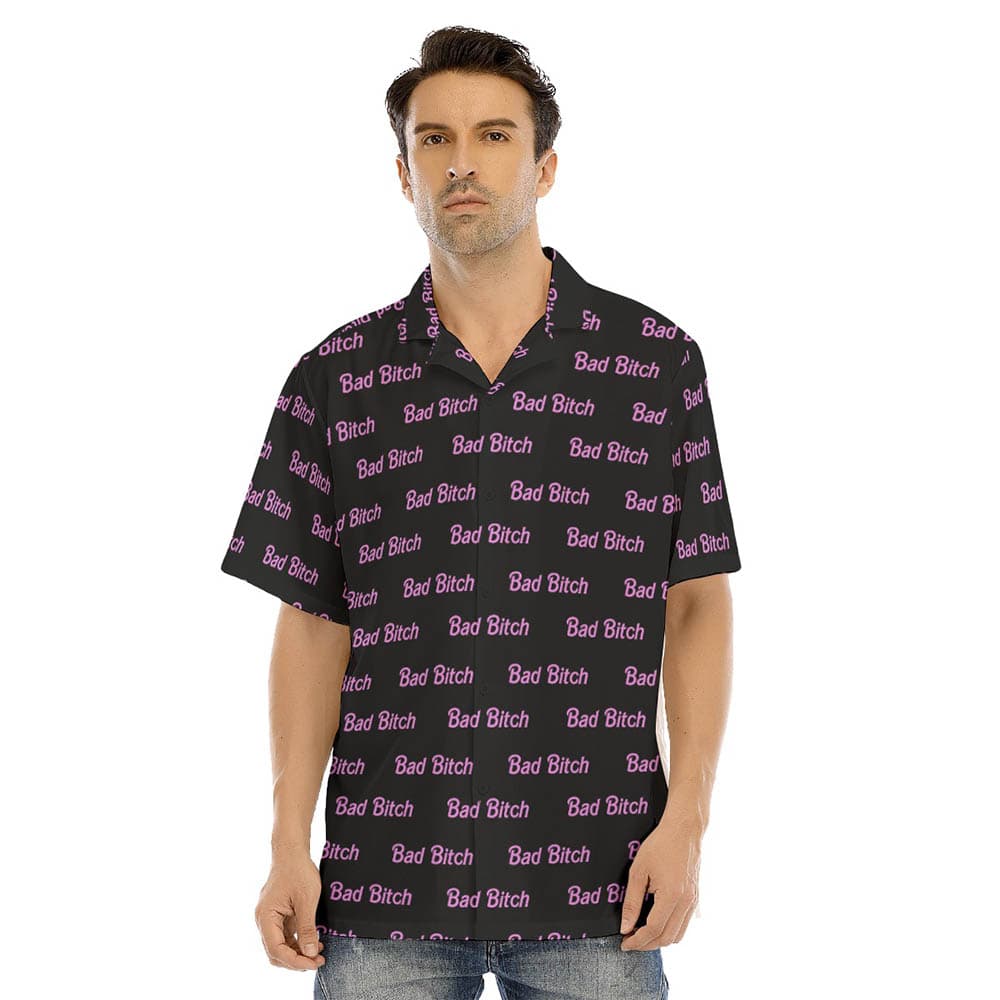 Naughty Bad Bitch Men's Button Up Shirt (1)