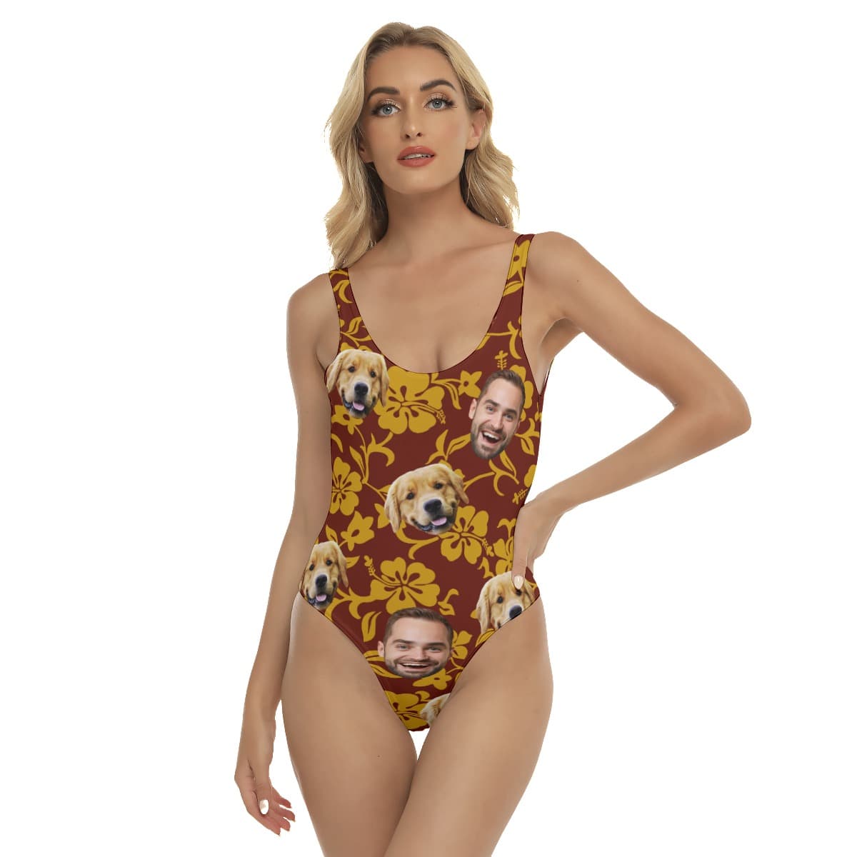 Personalized Bathing Suit With Dog Face For Women (1)