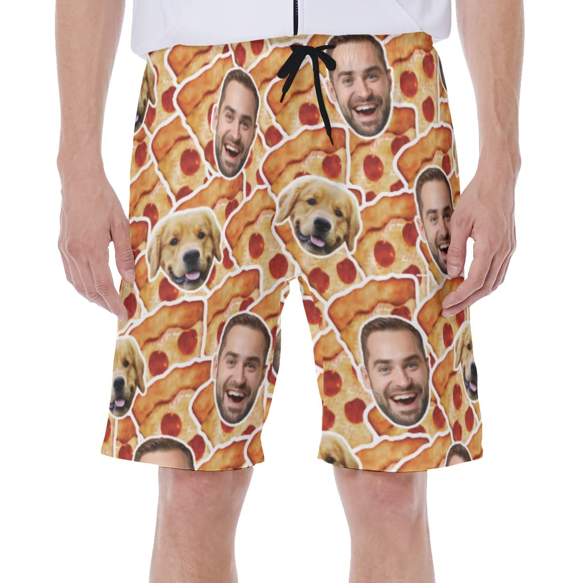Personalized Faces On Pizza Hawaiian Men’s Swim Trunks