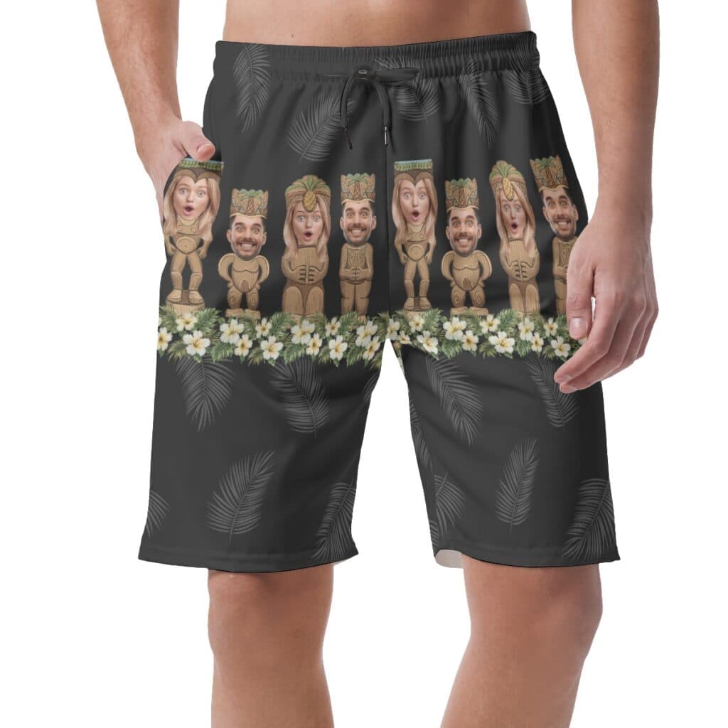 Personalized Faces On Tiki Hawaiian Men's Shorts