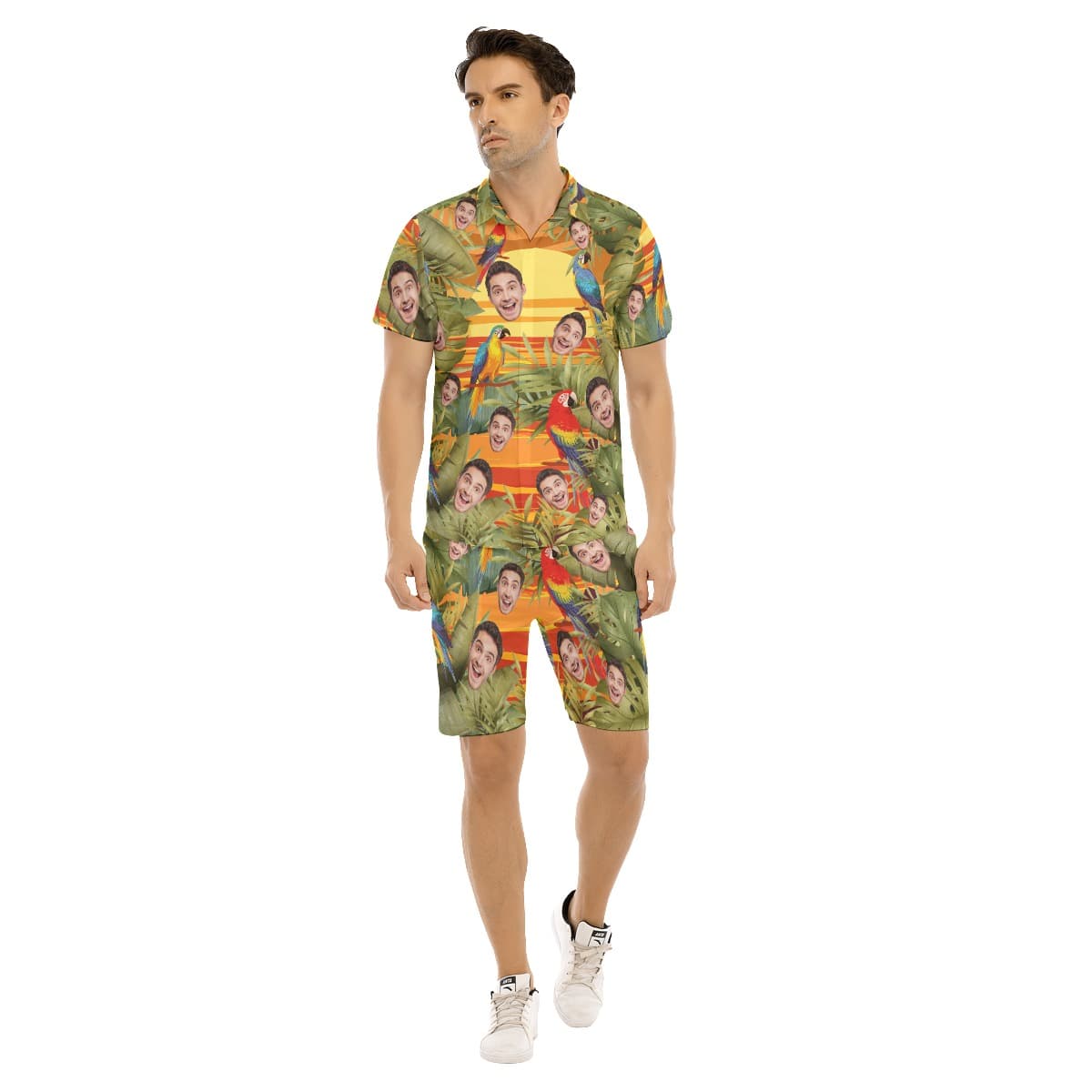 Personalized Multiple Faces Hawaiian Shirt And Shorts For Men (1)