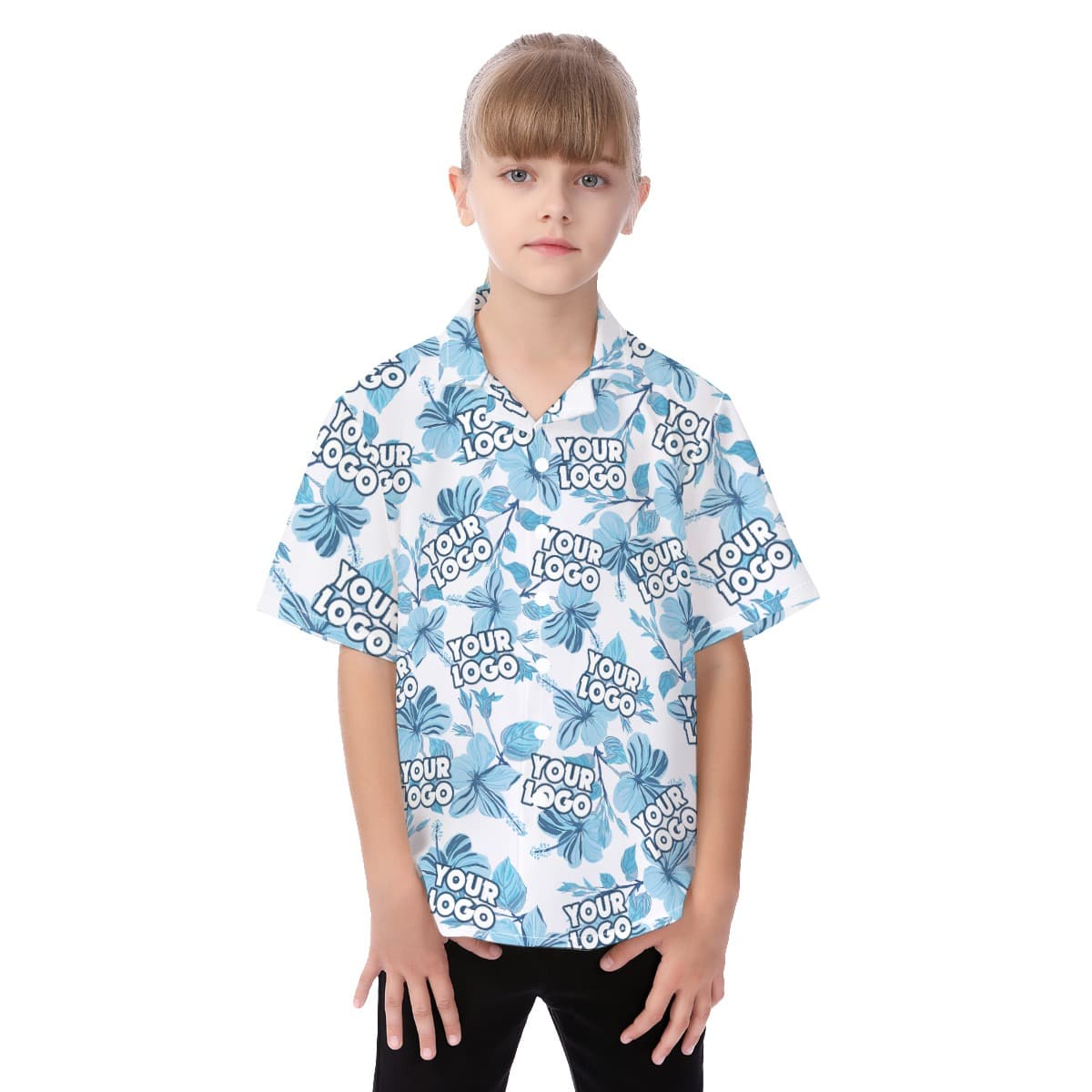 Personalized Photo Kid's Tropical Button Shirt For Summer (1)