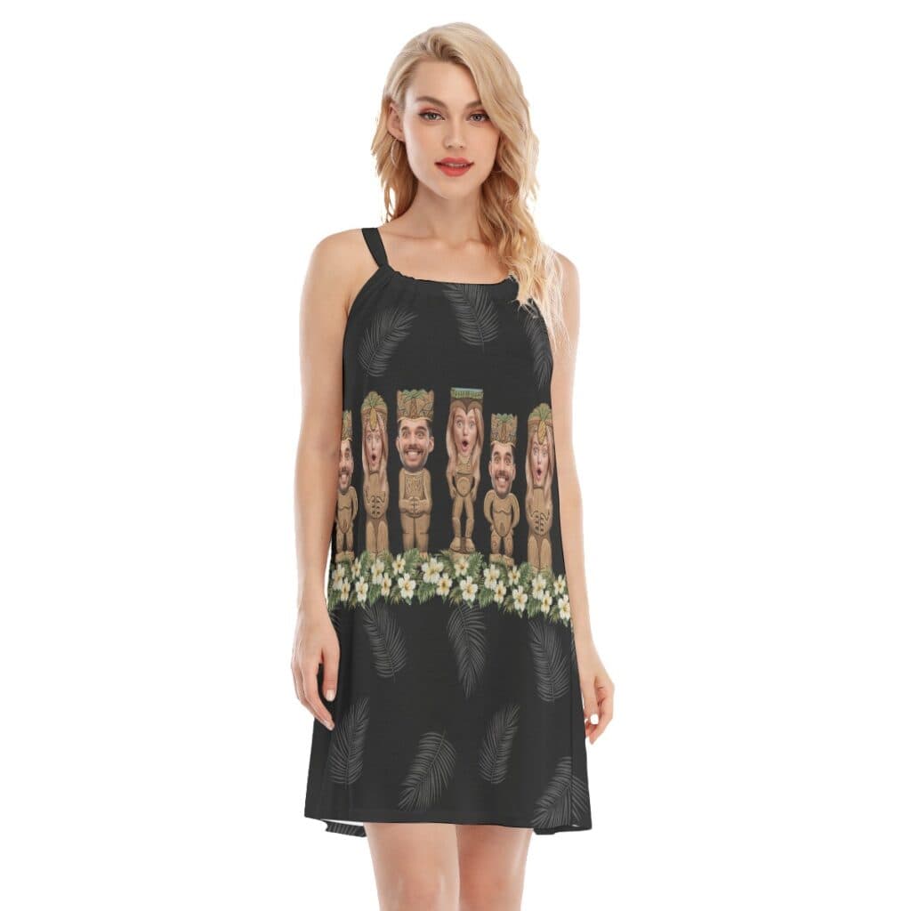 Personalized Tiki Faces Hawaiian Cami Dress For Women