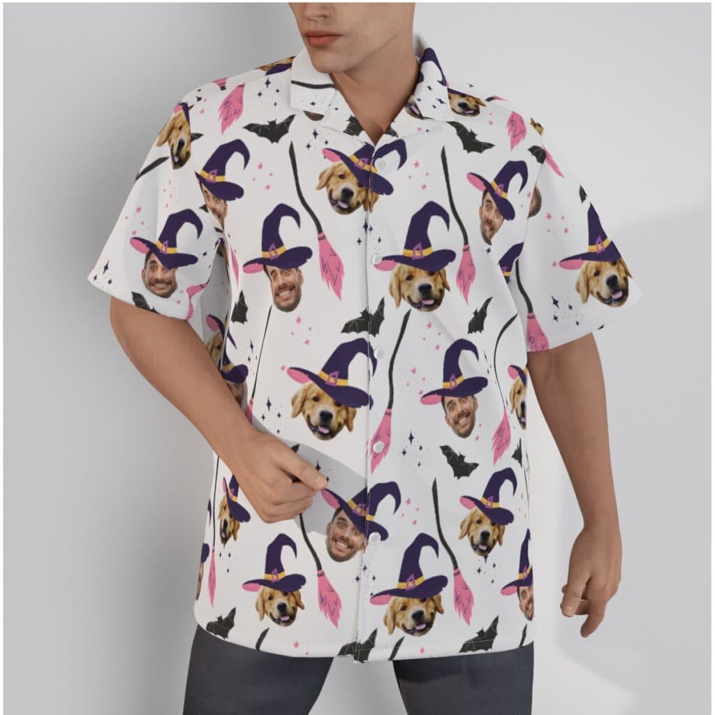 Personalized Witches Face Halloween Aloha Shirt For Men