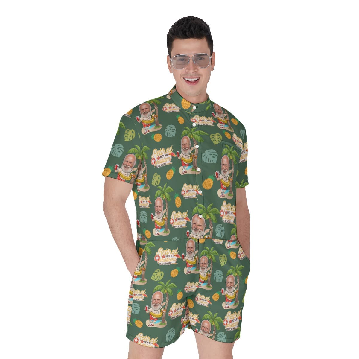 Retirement Gift Ideas Custom Face Hawaiian Romper For Men