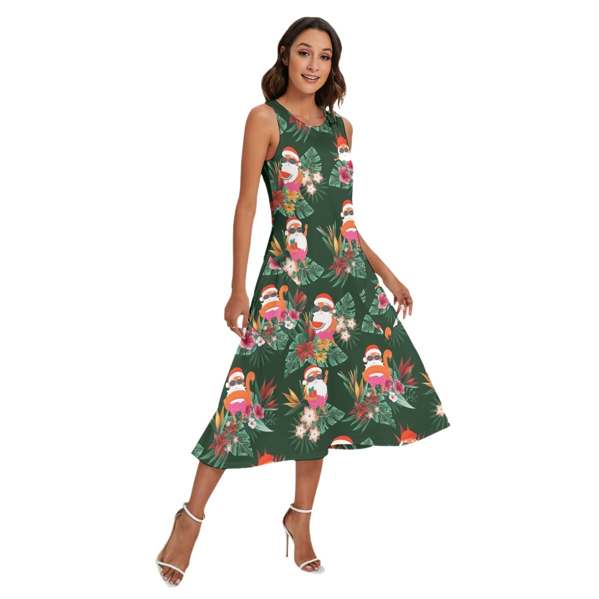 Santa Tropical Christmas Dress For Women Long Dress