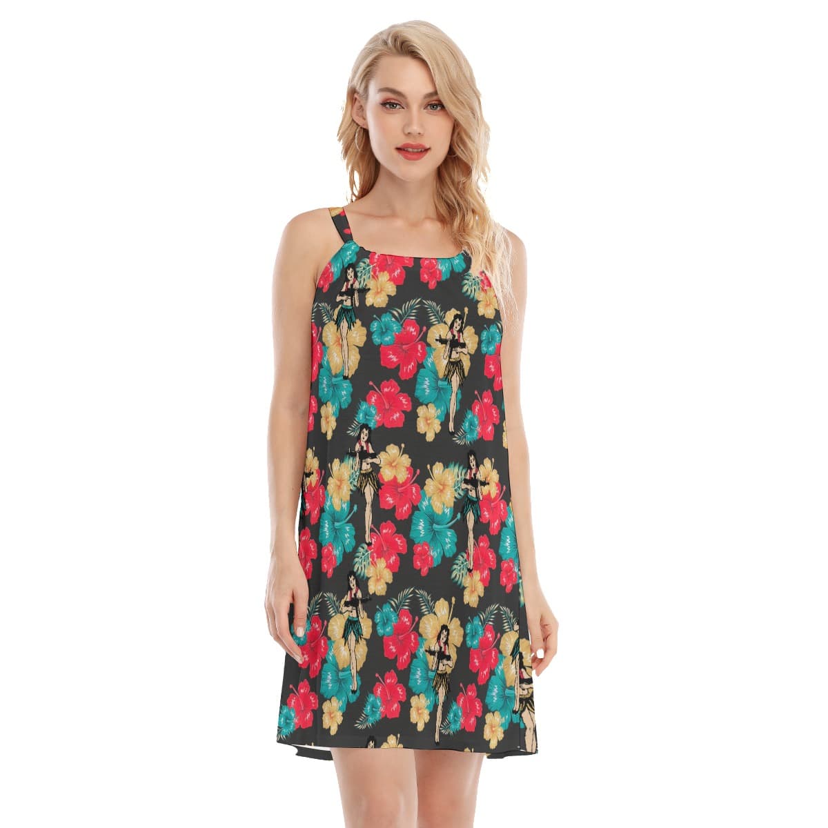 Tactical Hula Girl With Gun Hawaiian Dress For Women