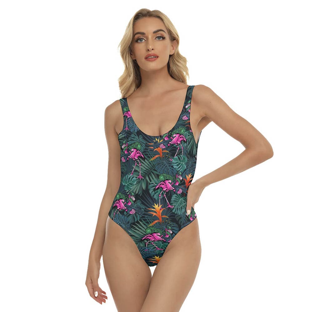 Tropical Flamingo Tactical Hawaiian Swimsuit For Women (1)