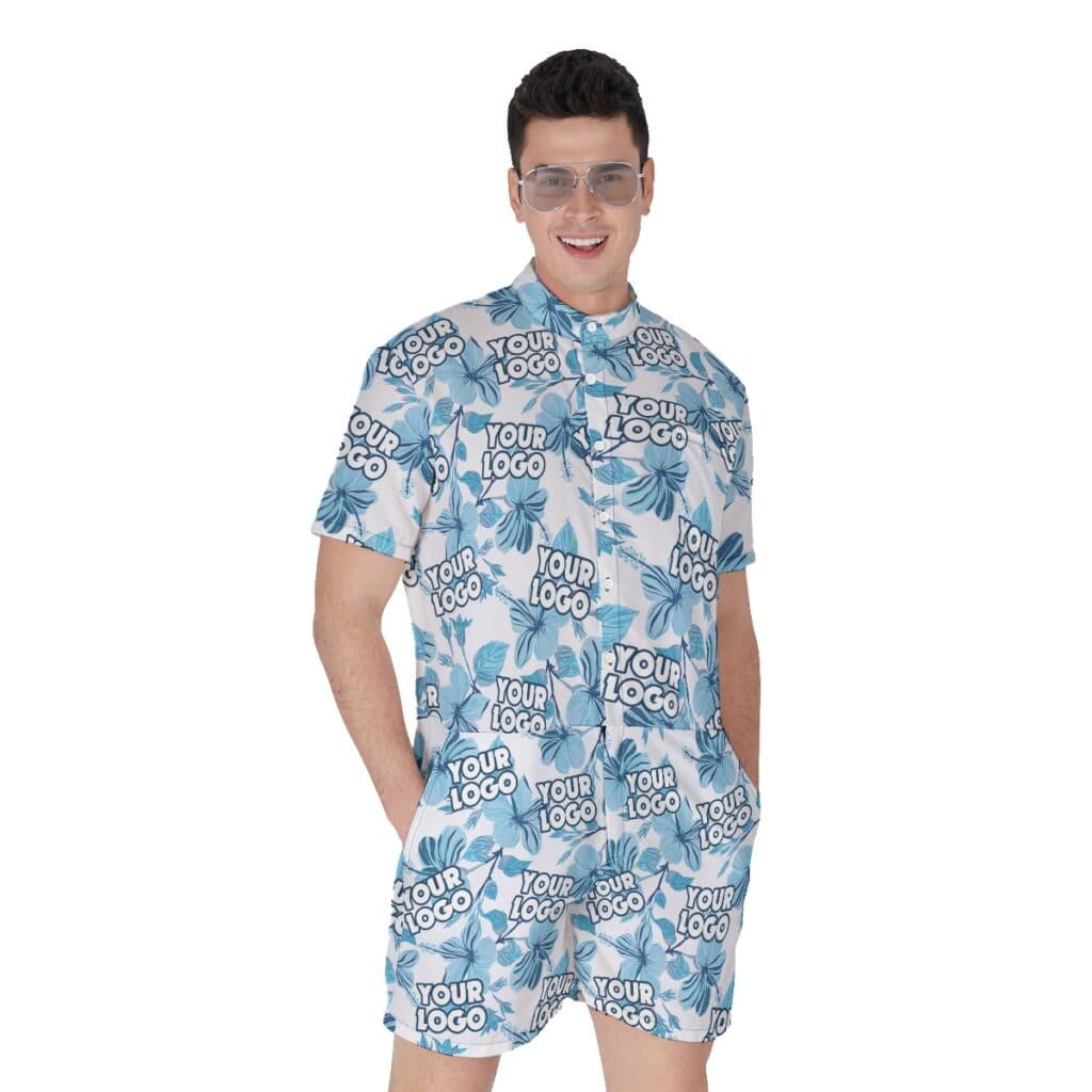Tropical Hibiscus Romper With Custom Logo For Men (1)