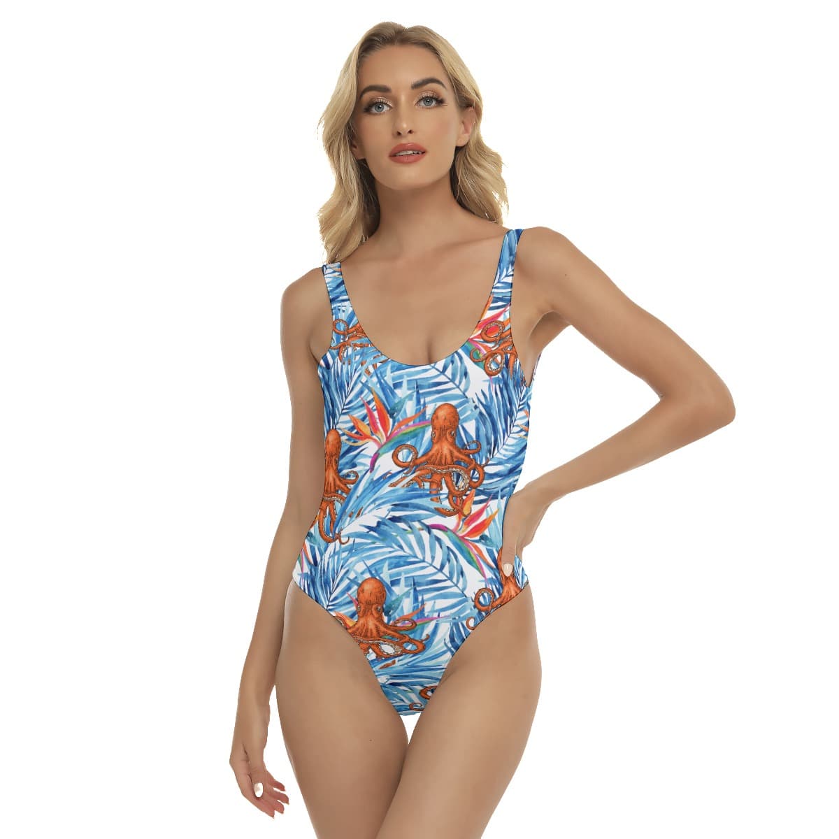 Tropical Octopus Blue Hawaiian Swimsuit For Summer (1)