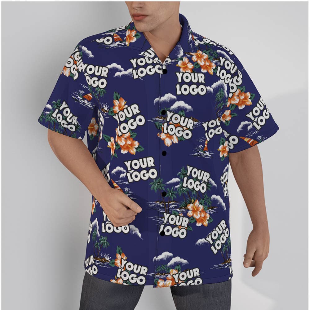 Tropical Palm Trees Custom Logo Hawaiian Shirt