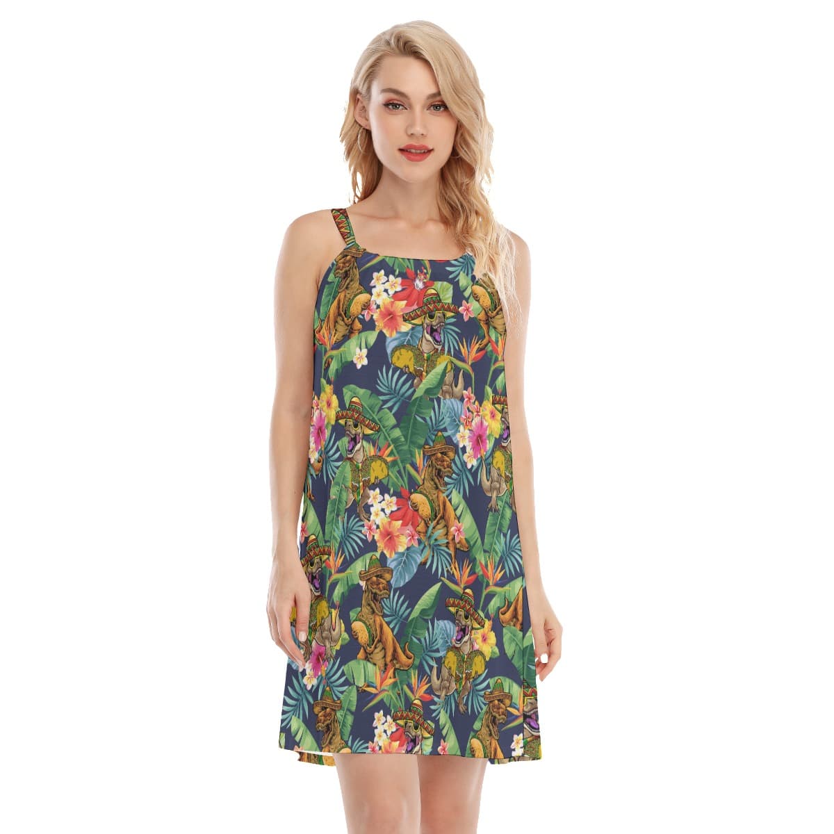 Tropical Taco Dinosaur Hawaiian Summer Dresses (1)