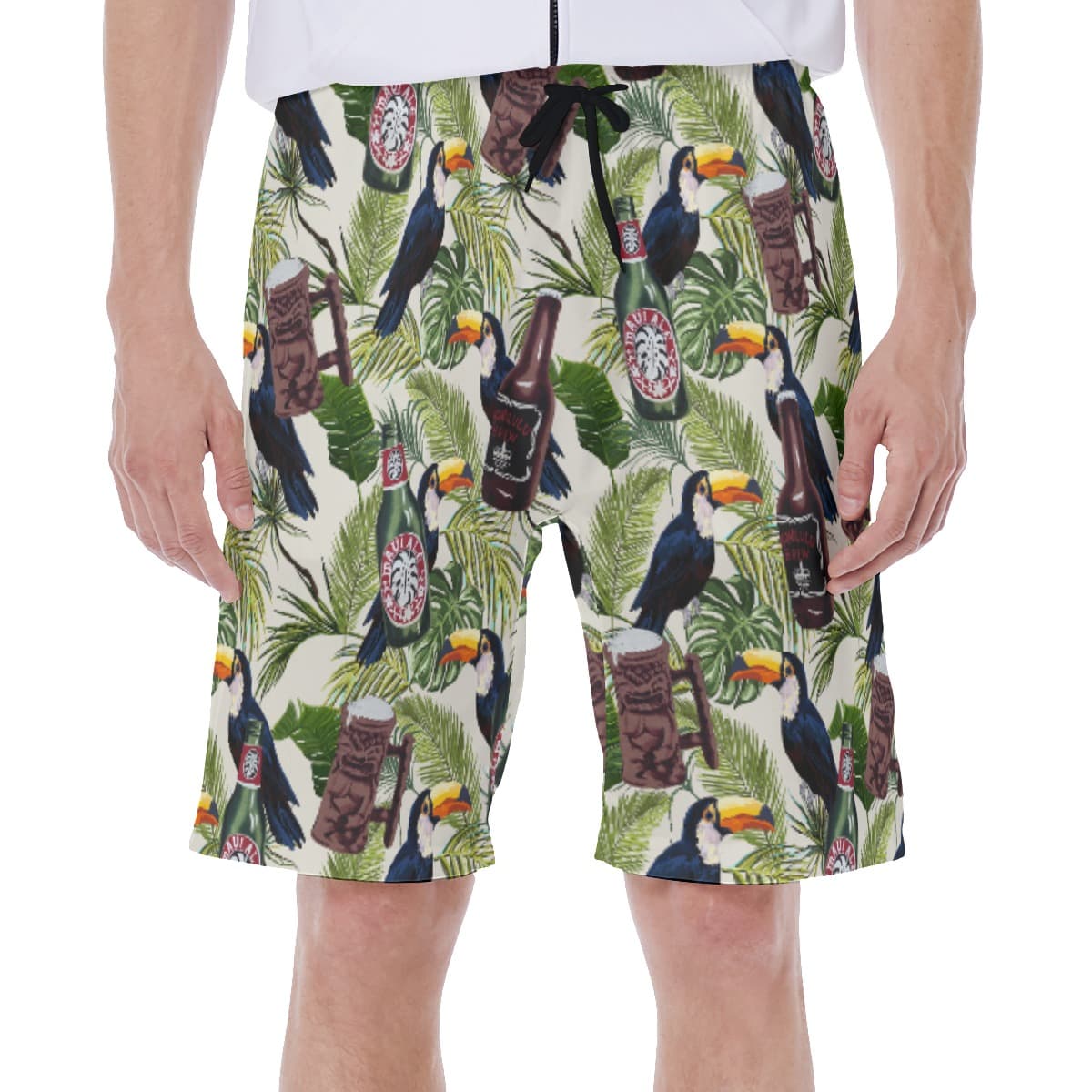 Tropical Toucan Beer Green Hawaiian Swim Trunks For Men