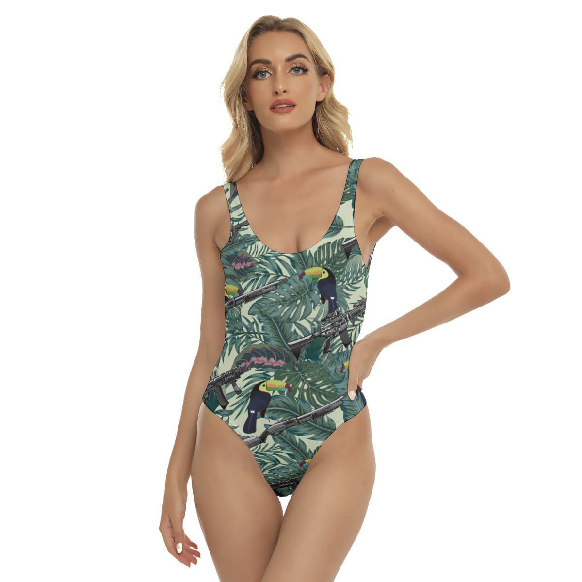 Tropical Toucan Tactical Gun Hawaiian Swimsuit For Women (1)