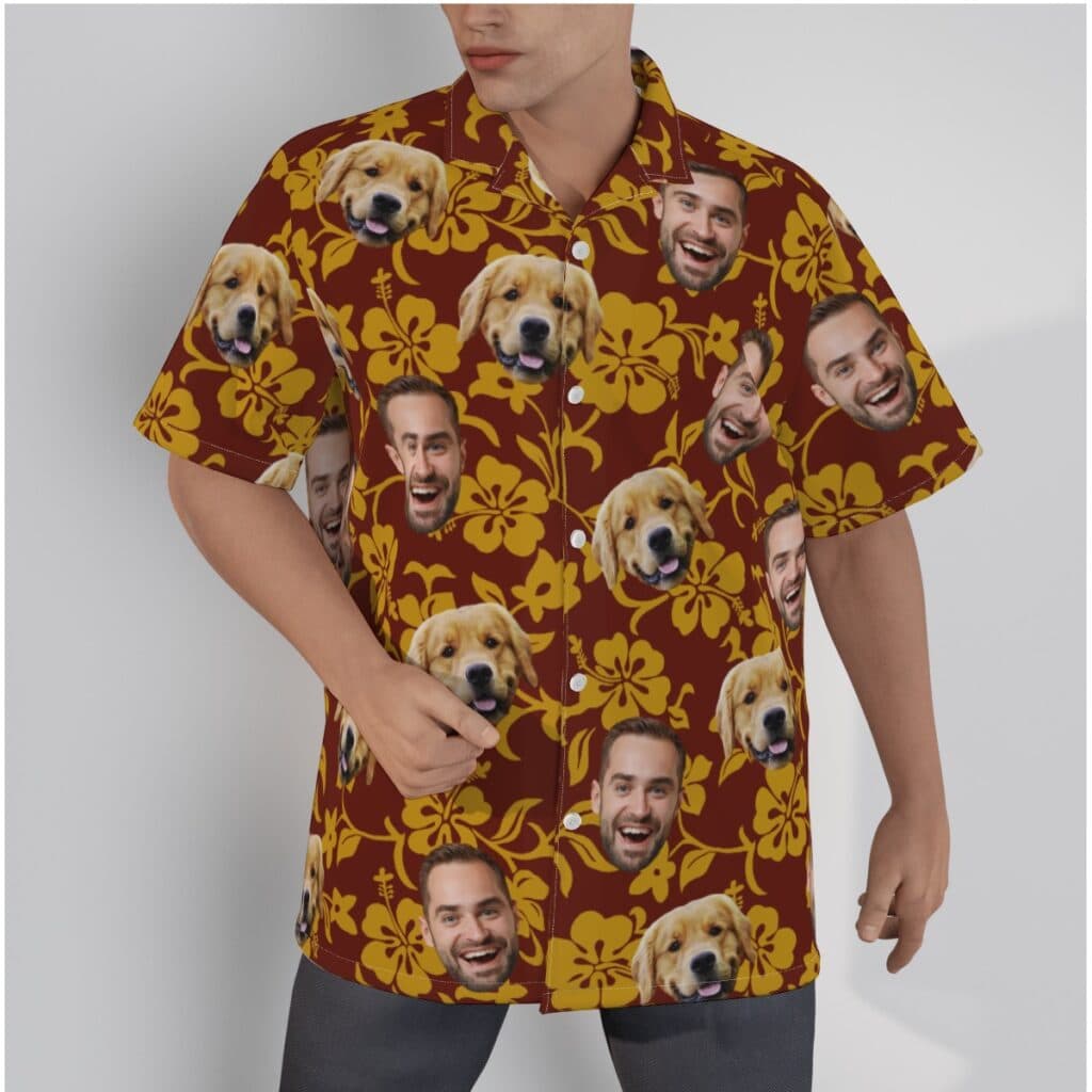 Vintage Orange Custom Face Hawaiian Shirt