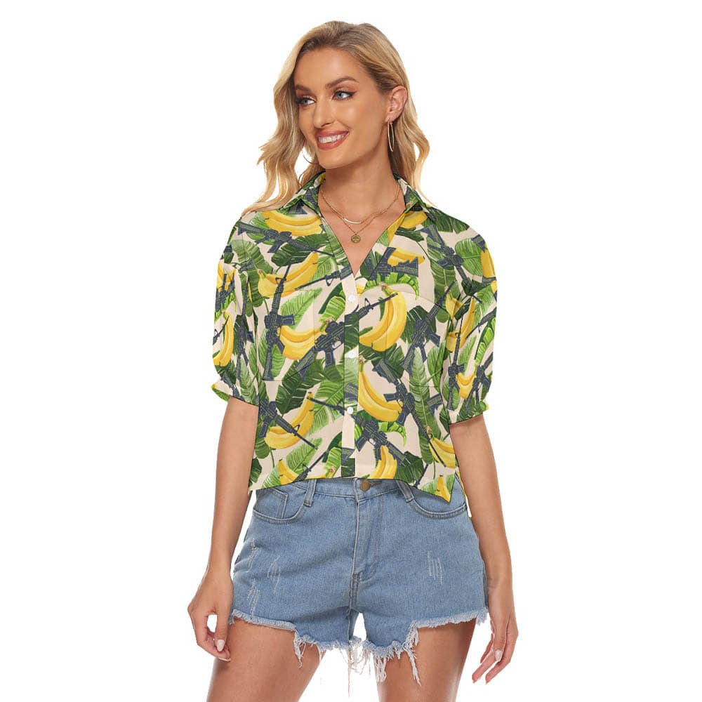 Cool Gun Tactical Tropical Women’s Hawaiian Cropped Shirt (3)