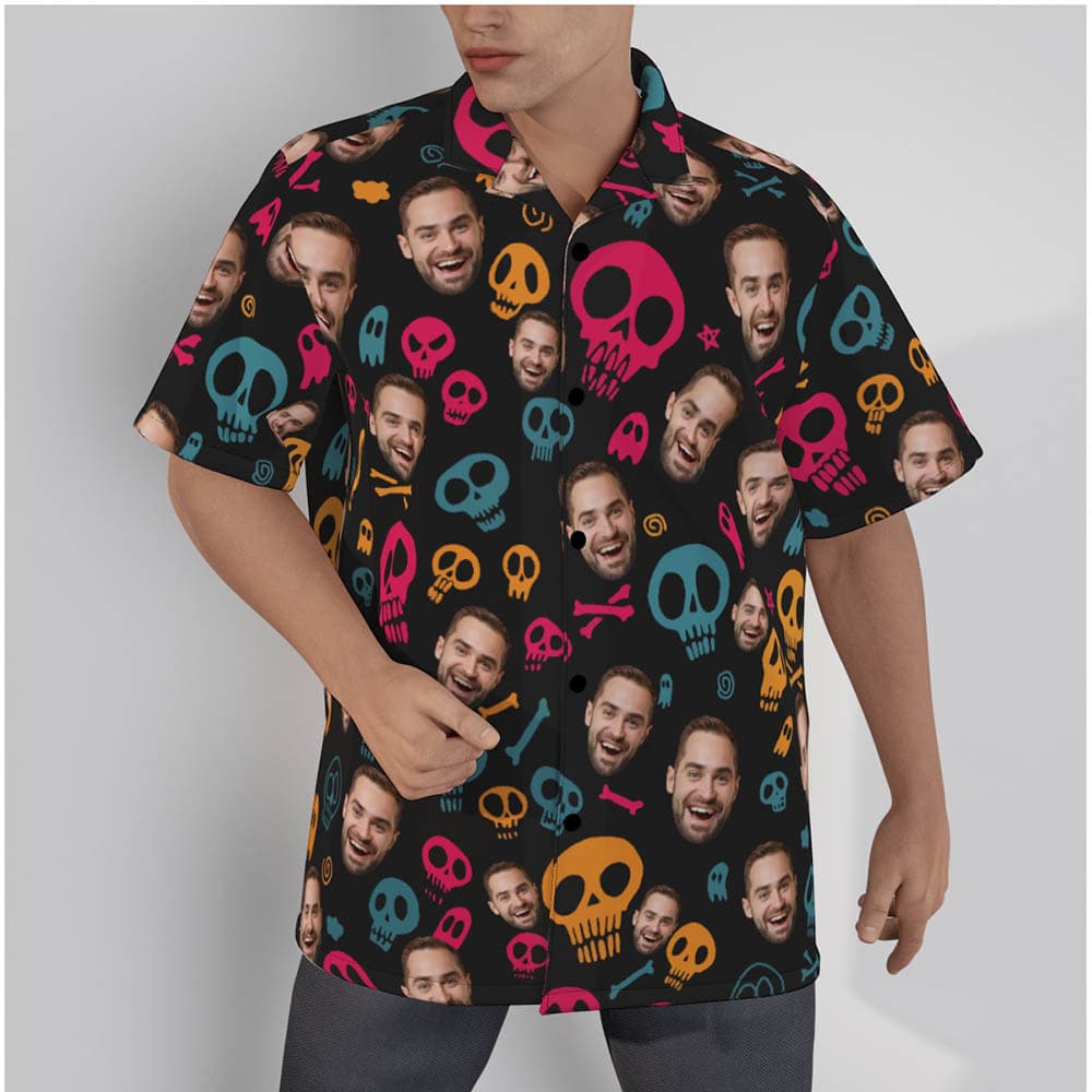 Custom Face Halloween Skull Hawaiian Shirt
