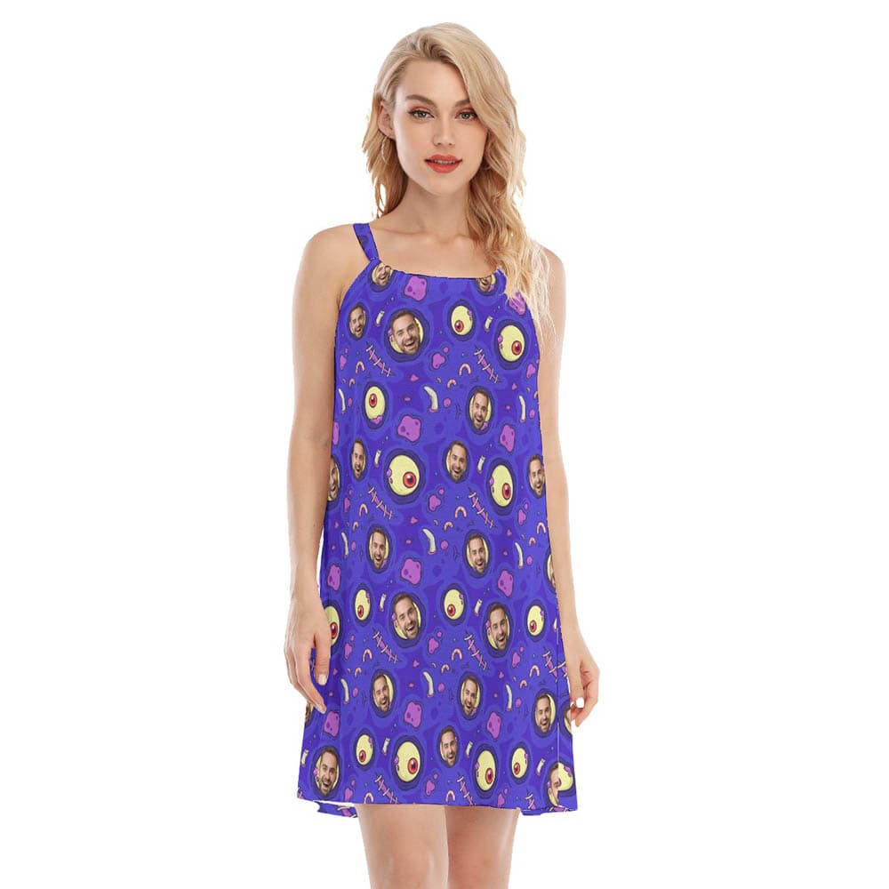 Custom Face Halloween Zombie Skin Hawaiian Dress For Women (1)