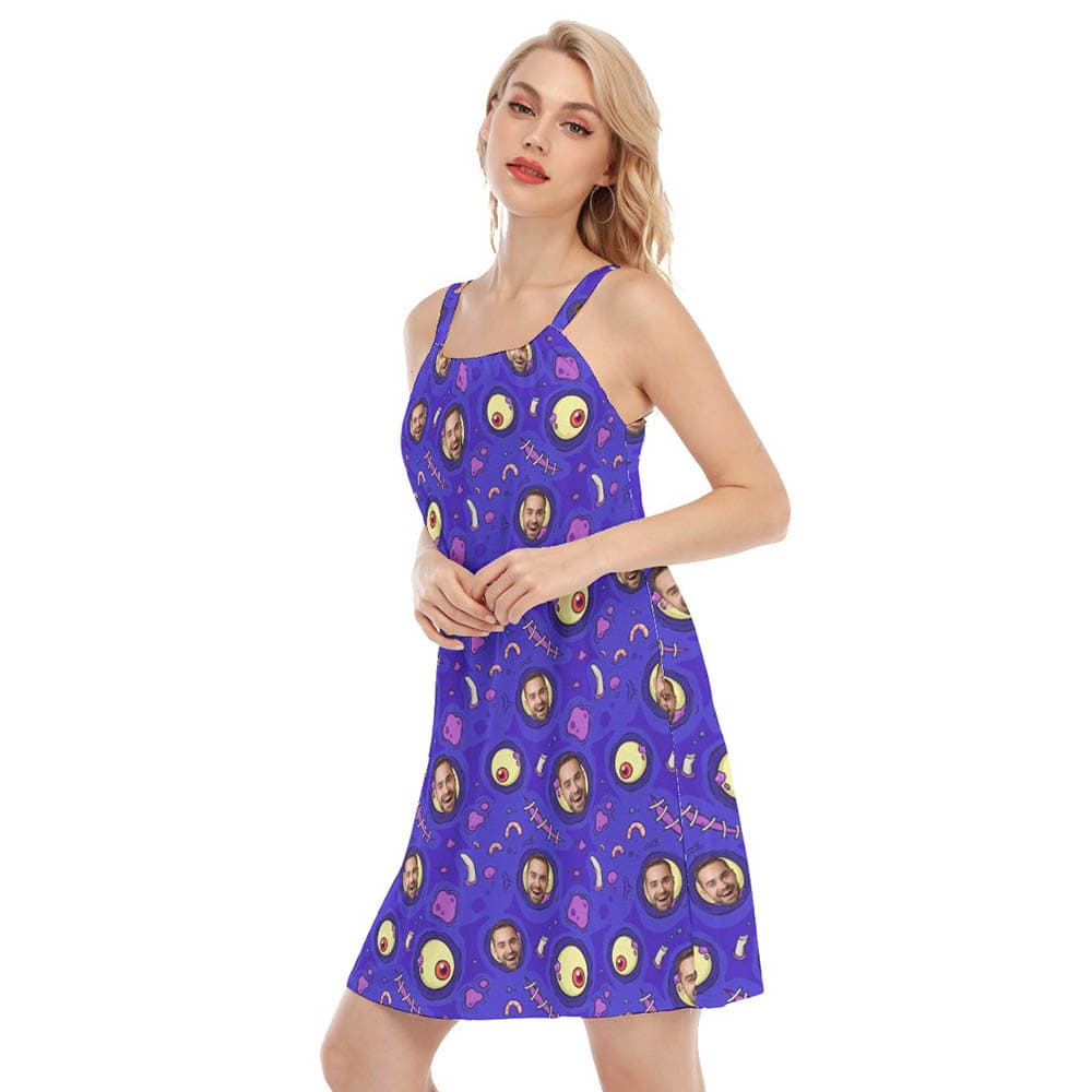 Custom Face Halloween Zombie Skin Hawaiian Dress For Women