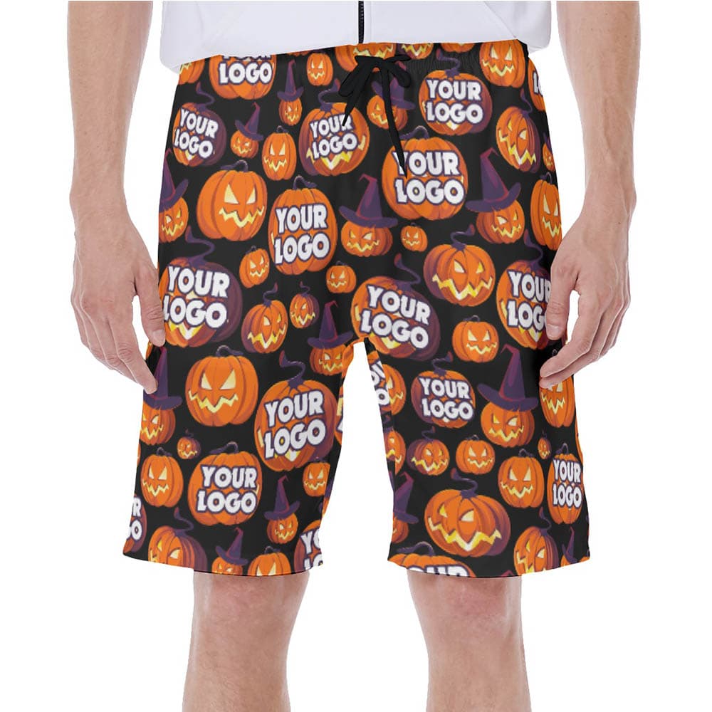 Custom Logo Halloween Pumpkin Hawaiian Swim Trunks For Men